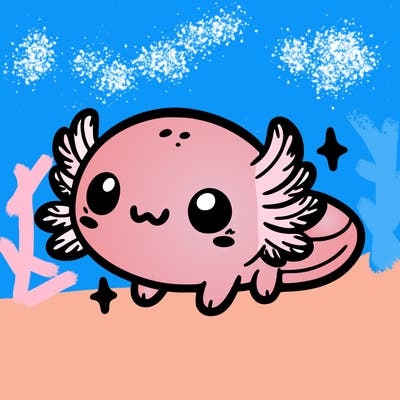 cute easy baby axolotl