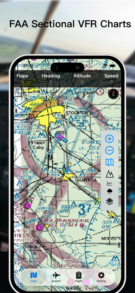 MSFS MAP NG - MSFS MAP NG app displaying FAA Sectional VFR charts for flight simulation navigation