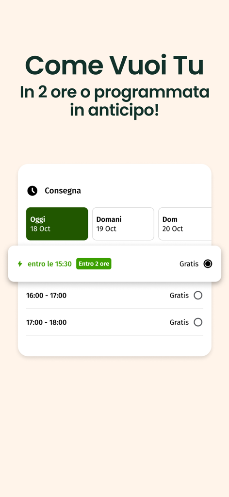Everli - Spesa online - Everli app delivery scheduling interface with time slots for grocery delivery