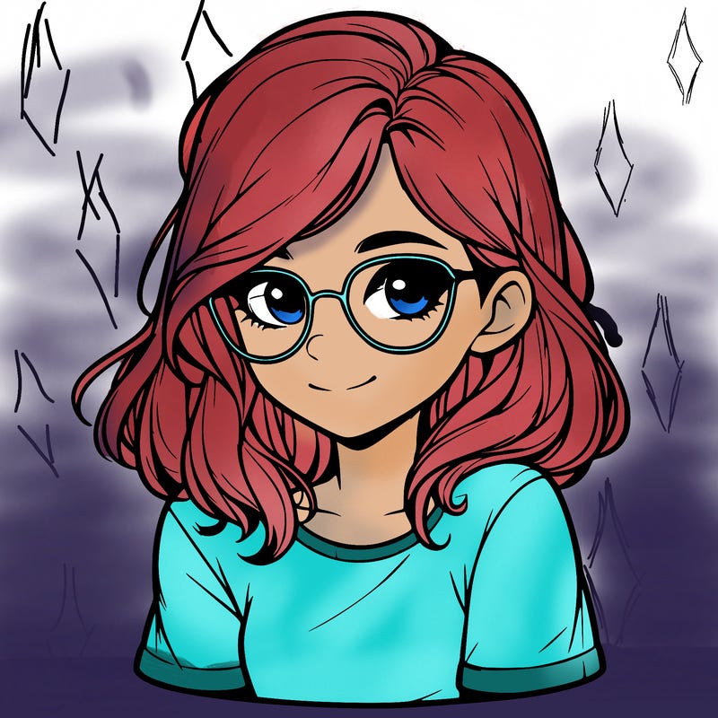 realistic girl with glasses