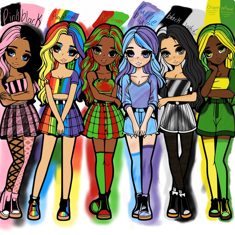 a group of girls realistic