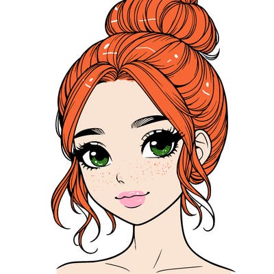 realistic pretty girl with hair in bun