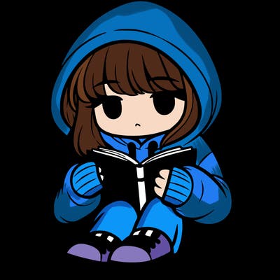 girl in oversized hoodie reading a book