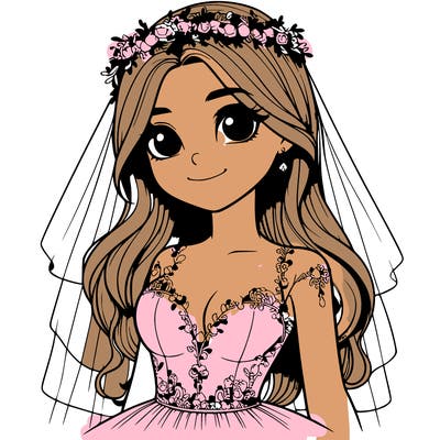 realistic girl in a wedding dress