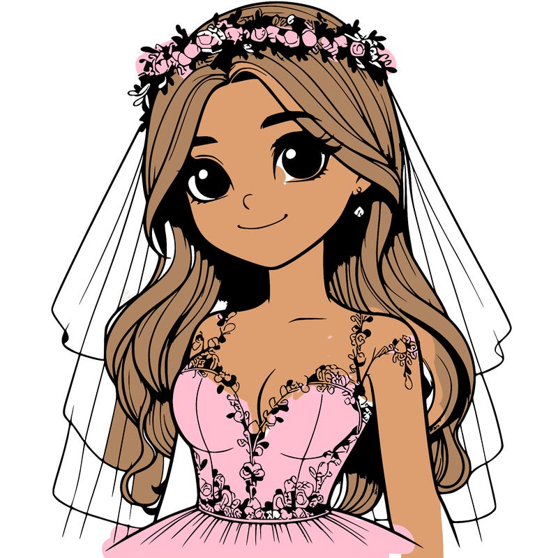realistic girl in a wedding dress