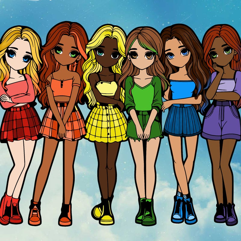 a group of girls realistic