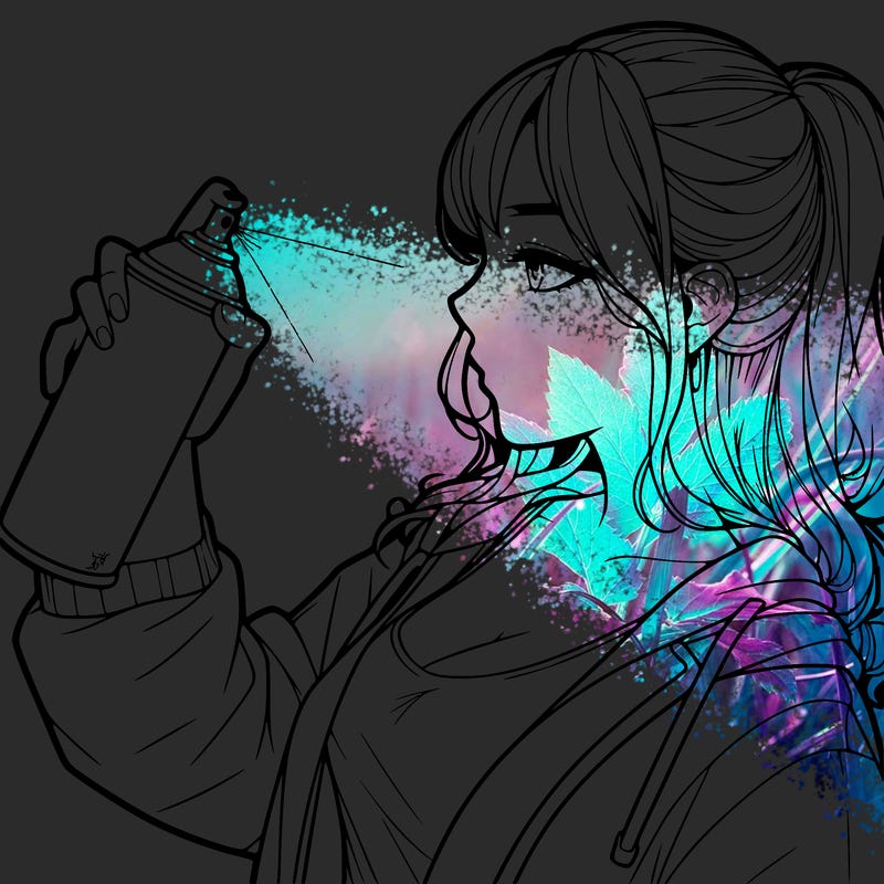 a realistic girl spray, painting