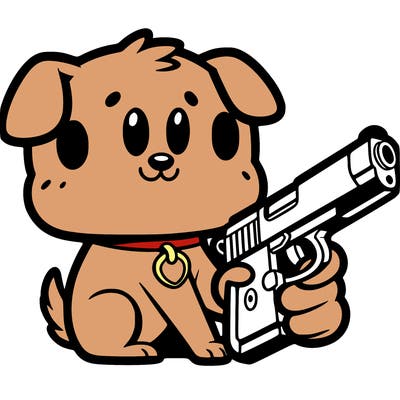 dog has a gun
