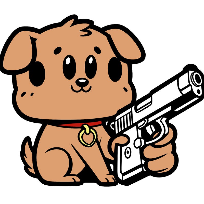 dog has a gun