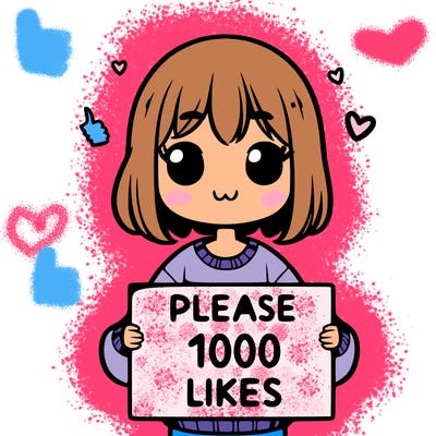 a girl who is holding a sign that says please1000 likes