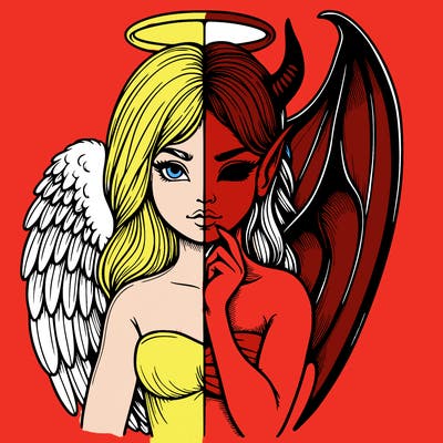 realistic angel half demon