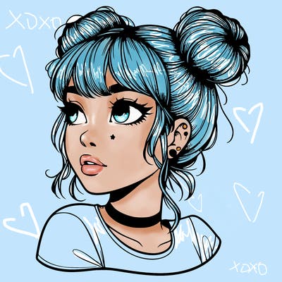realistic girl with spacebuns