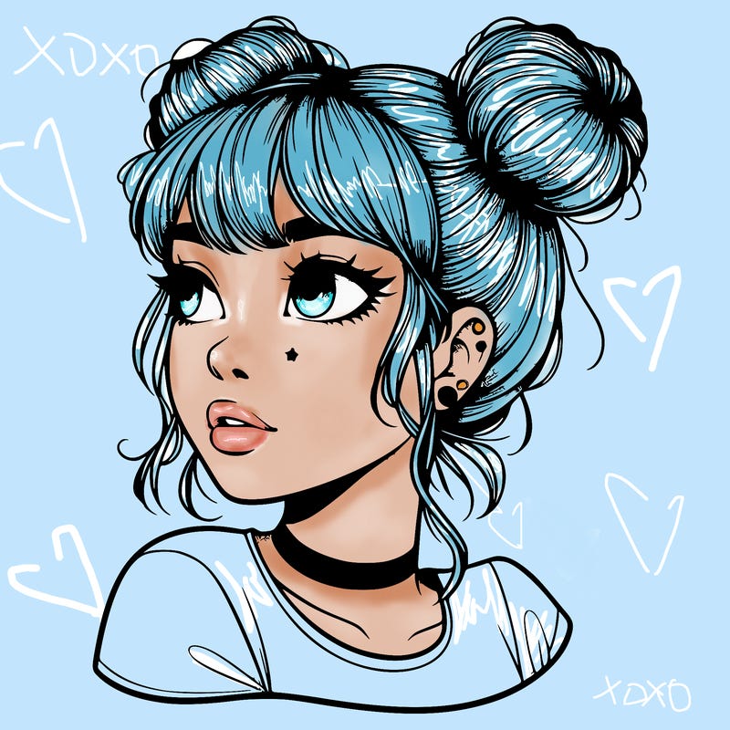 realistic girl with spacebuns