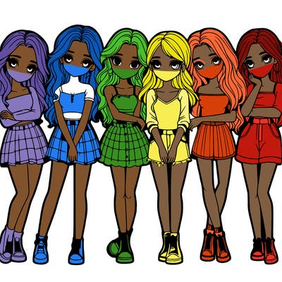 a group of girls realistic
