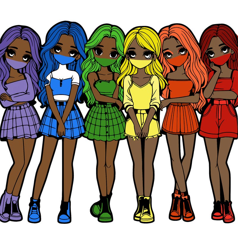 a group of girls realistic