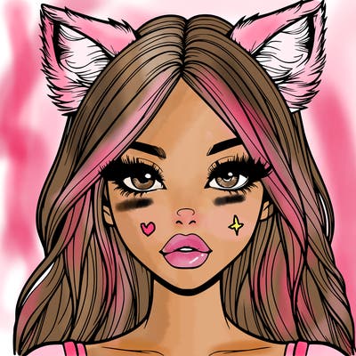realistic girl with fox ears and realistic lips