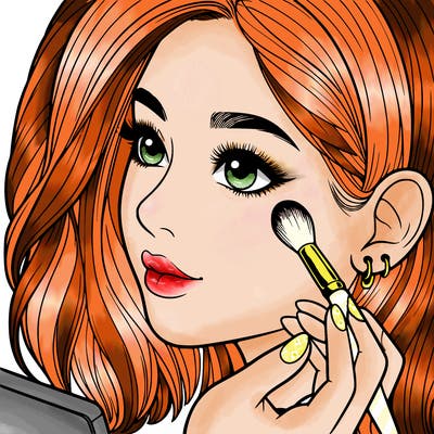 a realistic girl doing her makeup