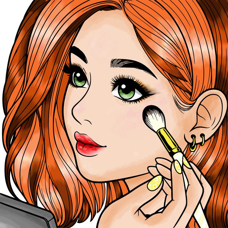 a realistic girl doing her makeup