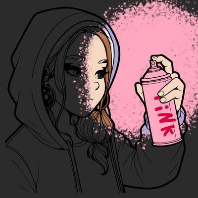 a realistic girl, spray painting