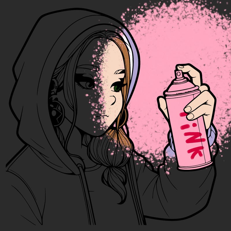 a realistic girl, spray painting