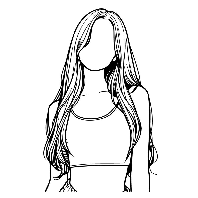 realistic girl with long hair and a crop top
