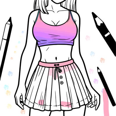 a woman wearing croptop and skirt