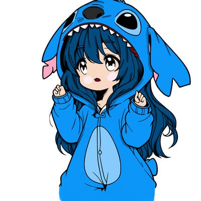 anime girl in a stitch onsie