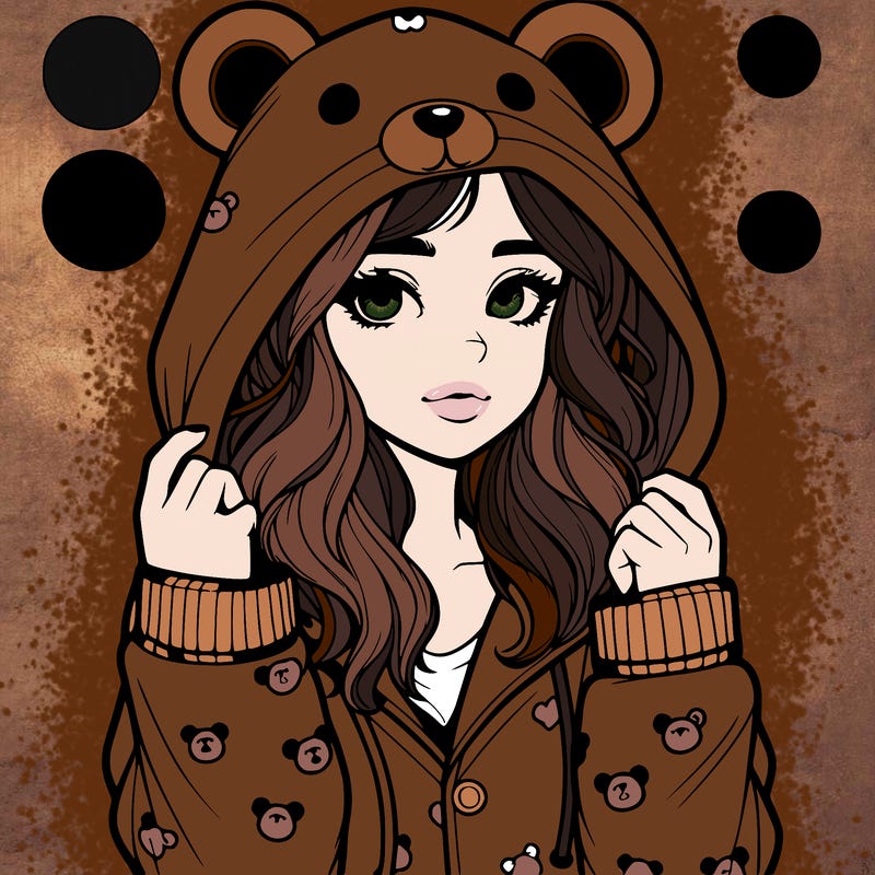 realistic girl in a animal pjs hoodie