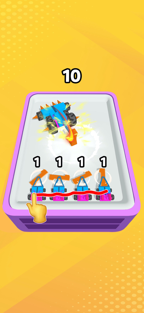 Robot Merge and Fight Master - A hand merging small robots into a larger one in the Robot Merge and Fight Master game