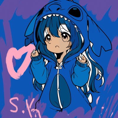 anime girl in a stitch onsie