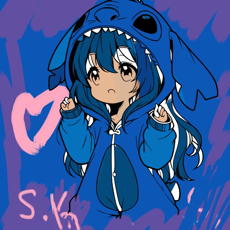 anime girl in a stitch onsie