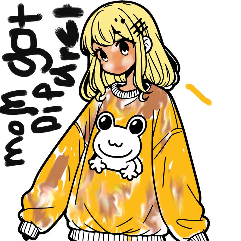 girl wearing frogging sweatshirt