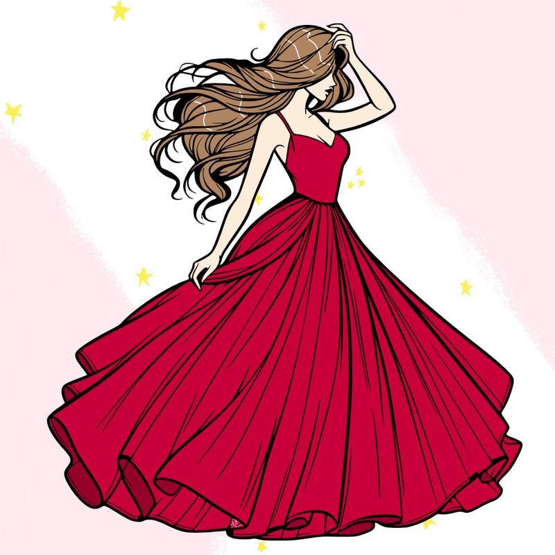 realistic woman with dress flowing in the wind