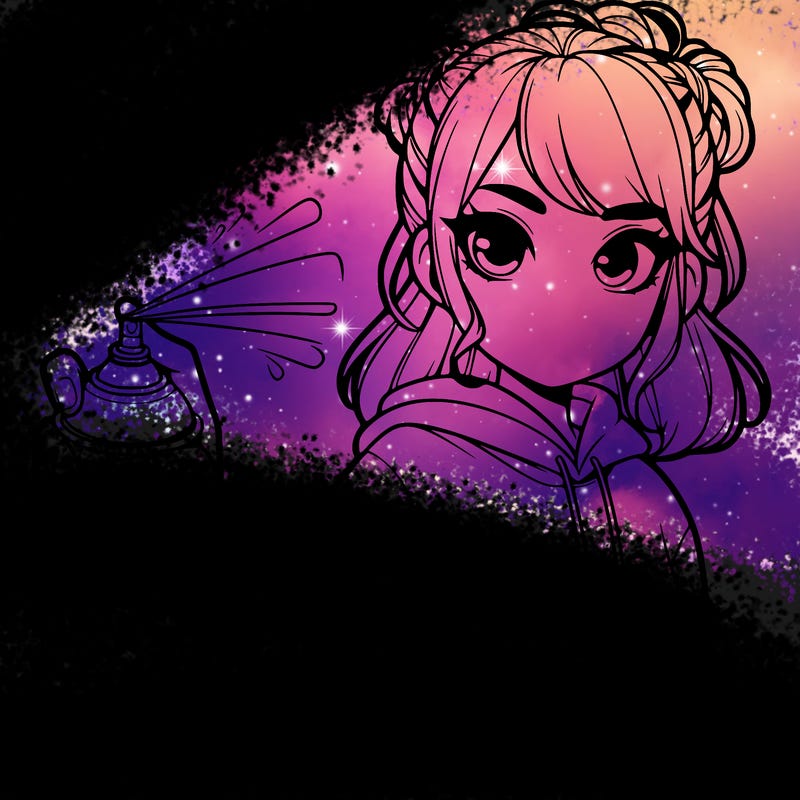 realistic girl is spray painting