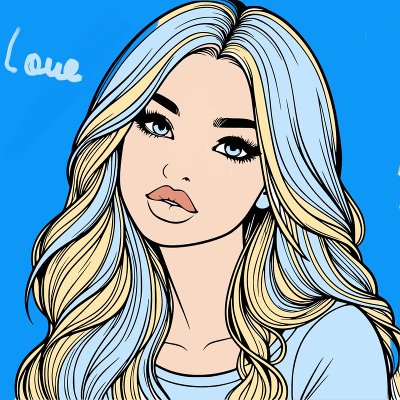 realistic girl with hair on her hair and lips