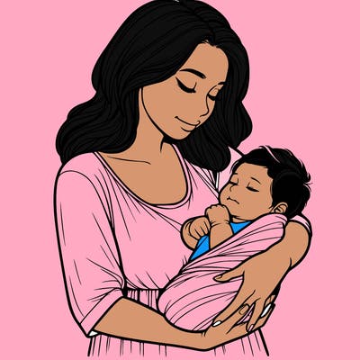 mother holding baby realistic