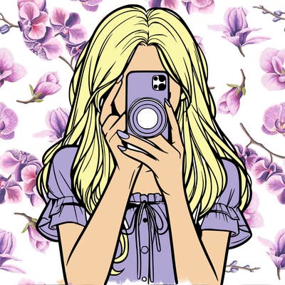 a realistic girl holding her phone taking pictures