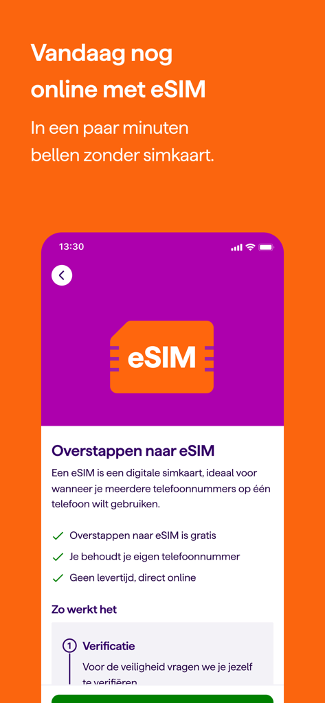 Interfaz de la app Mi Simyo mostrando el proceso fácil para cambiar a una eSIM digital.
