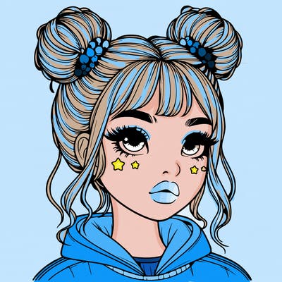 realistic girl with space buns