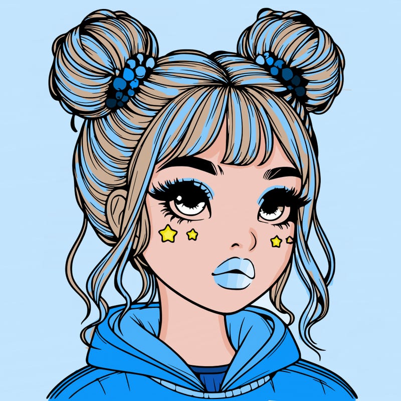 realistic girl with space buns
