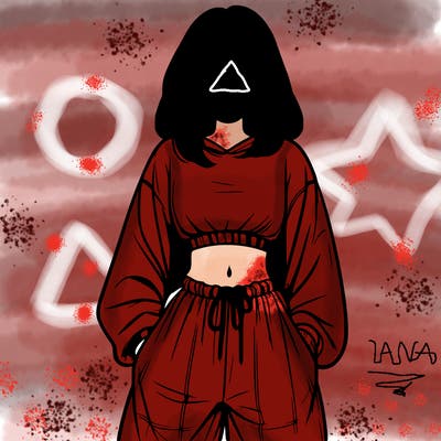 realistic girl faceless with baggy pants and a crop top