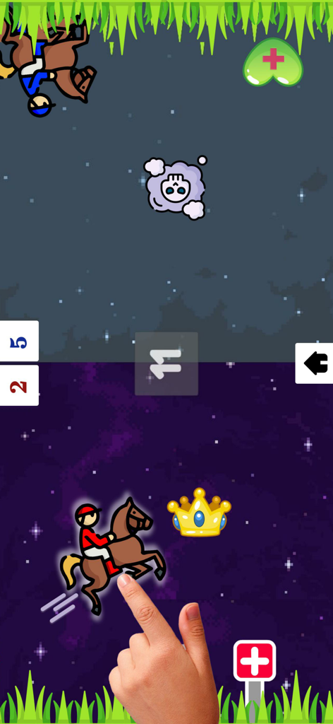 1 2 Player Games,Offline Games - Jeu de mini-course de chevaux à écran partagé pour deux joueurs sur un téléphone mobile.