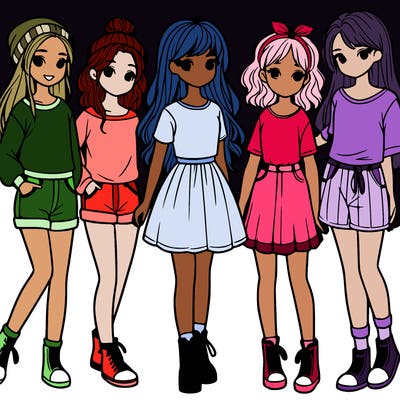 a group of five girls