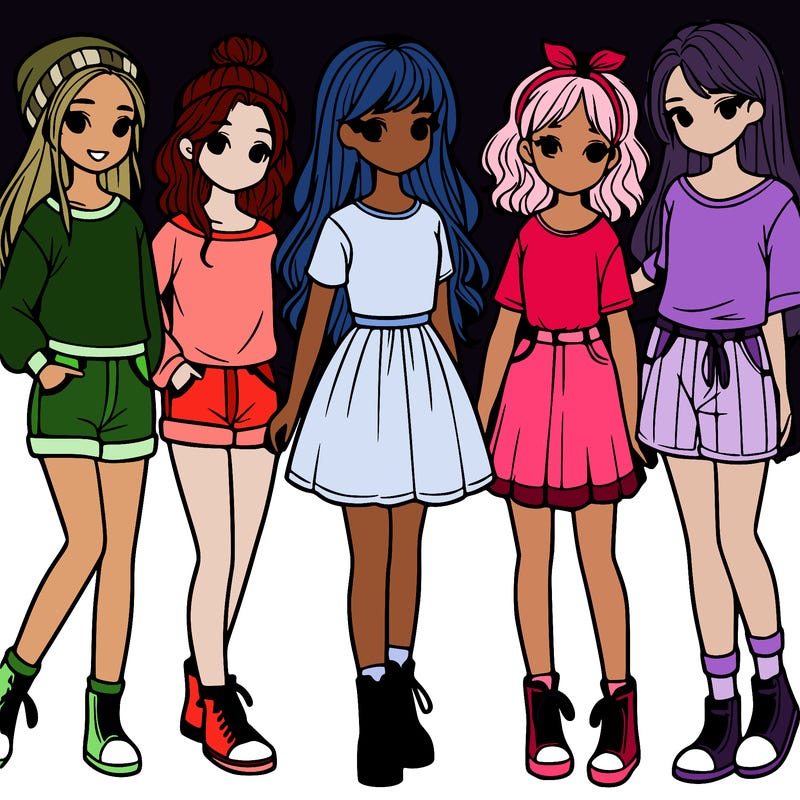 a group of five girls