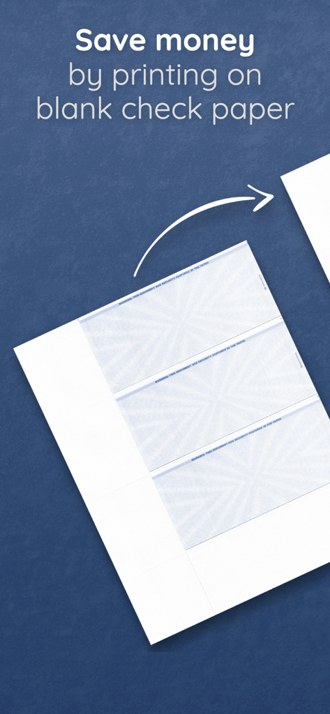 Three blank checks on a single sheet of paper for printing