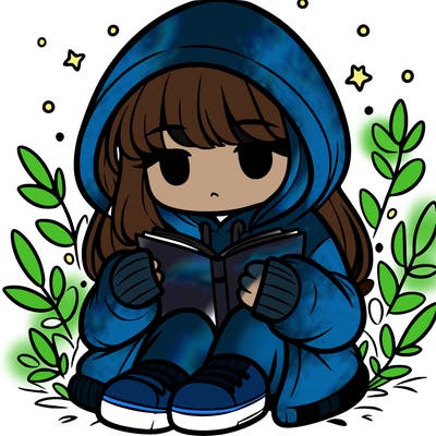 girl in oversized hoodie reading a book