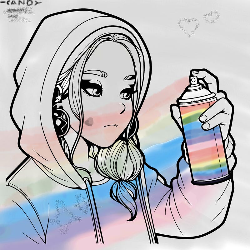 a realistic girl, spray painting