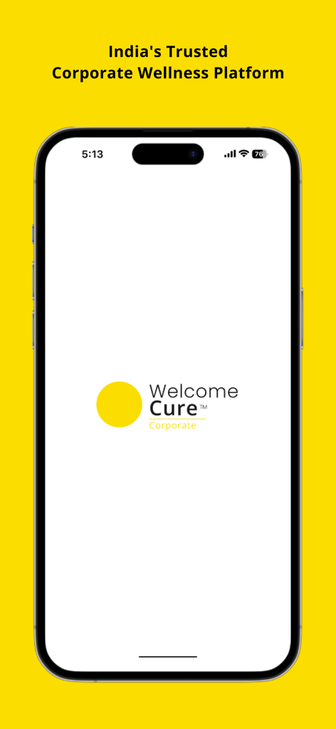 Welcome Cure Holistic Health - Welcome Cure Corporate Wellness Platform Startbildschirm auf einem Smartphone