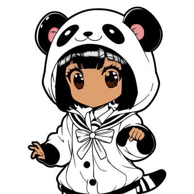 amine girl in panda suit