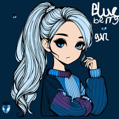 realistic girl with high pony tail and a sweater